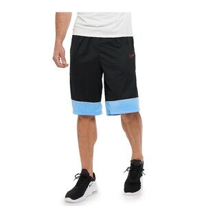 Nike Dri-Fit Men’s Black Basketball Shorts with Light Blue Hem - Large